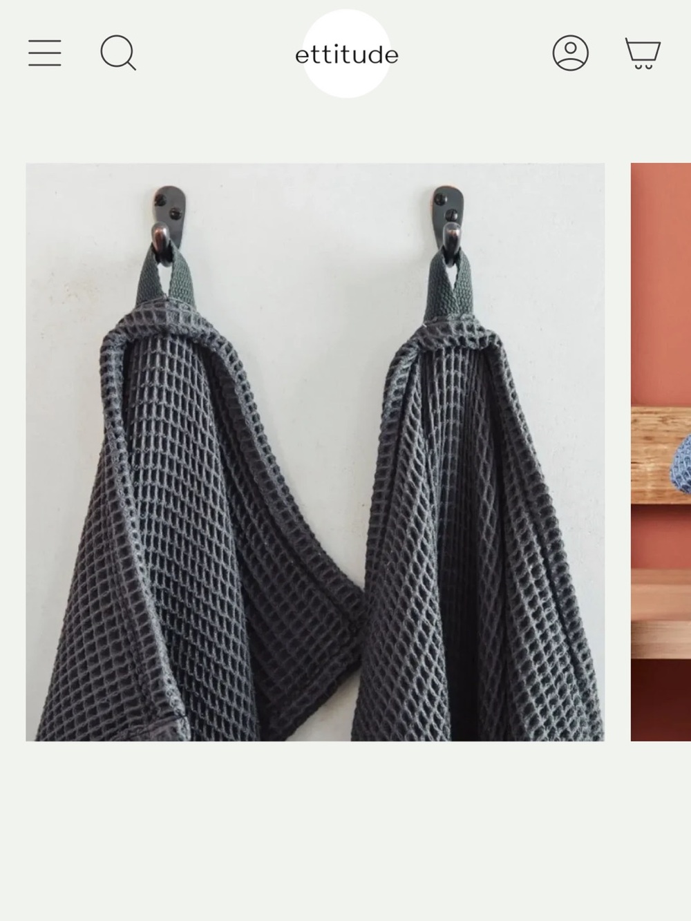 NWT 2 pack Ettitude Slate Waffle Towels
